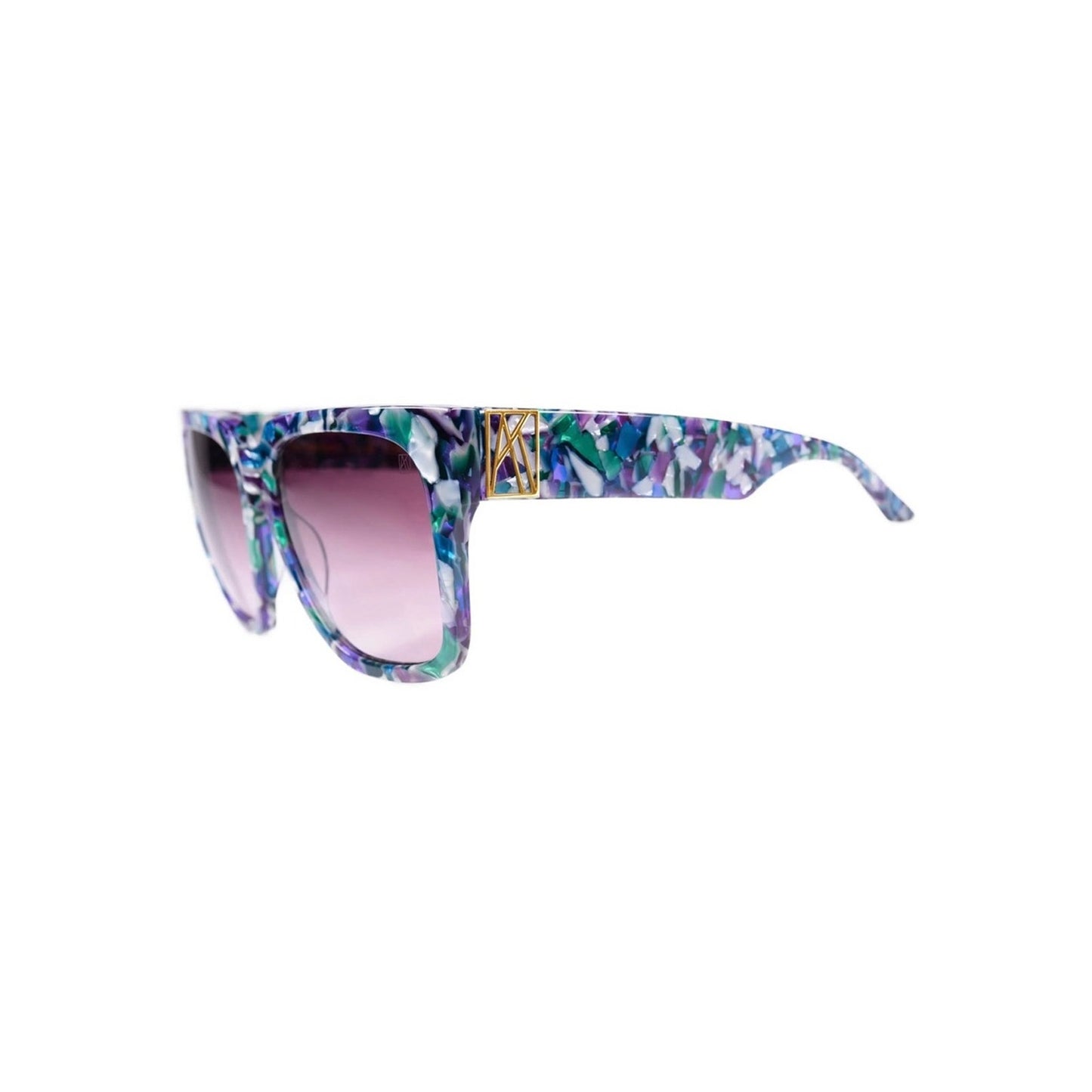 New Anna Karin Karlsson Coco Stories Winter Square Sunglasses Blue-Purple Marble