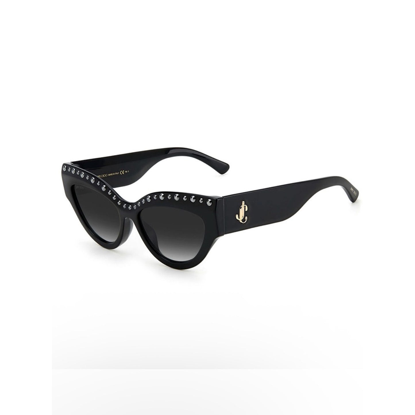 New Jimmy Choo SONJA/G/S Black Cat-Eye Sunglasses with Crystal Stud Trim