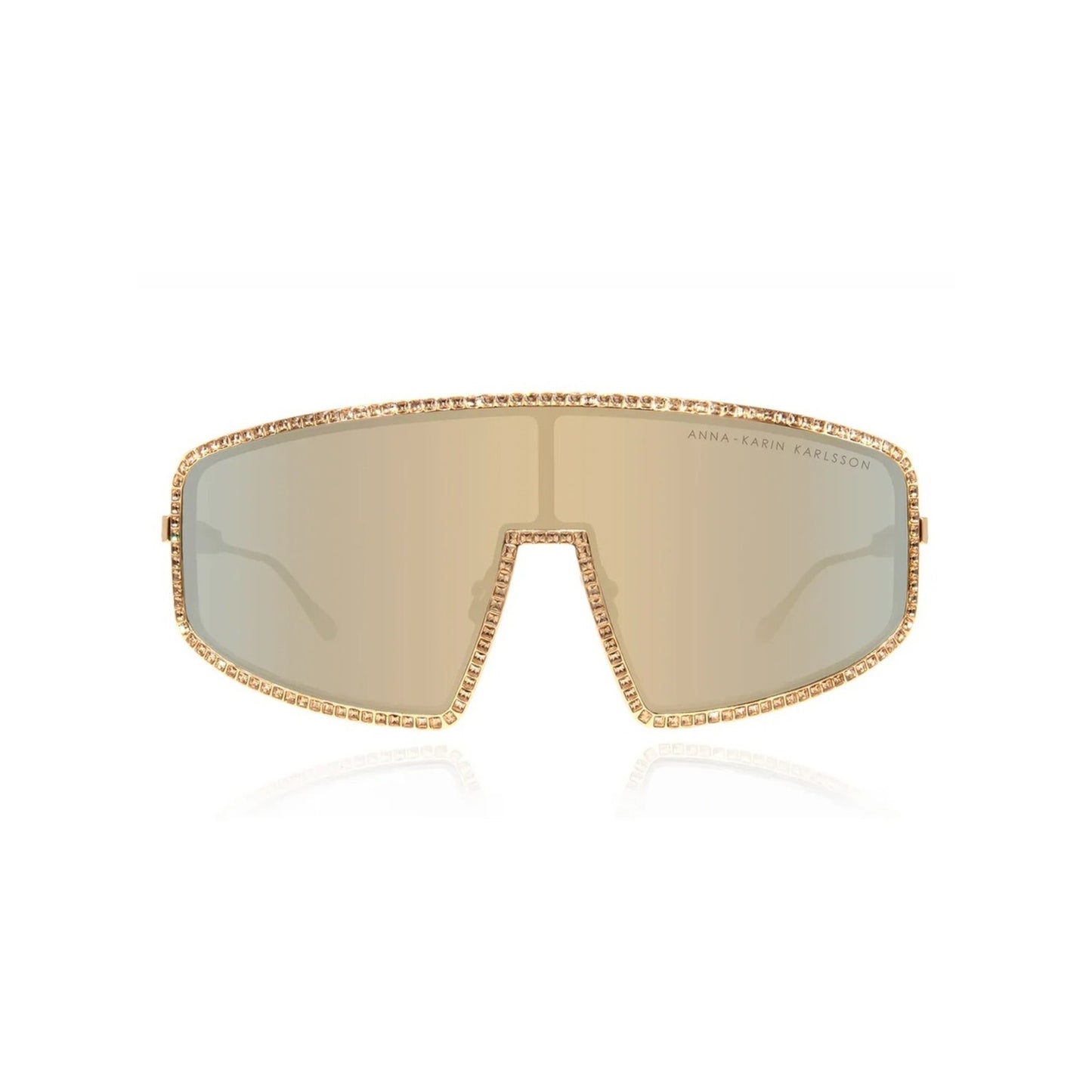 New Anna Karin Karlsson Shady Luv 2.0 Gold Blush Mirror Shield Mask Sunglasses