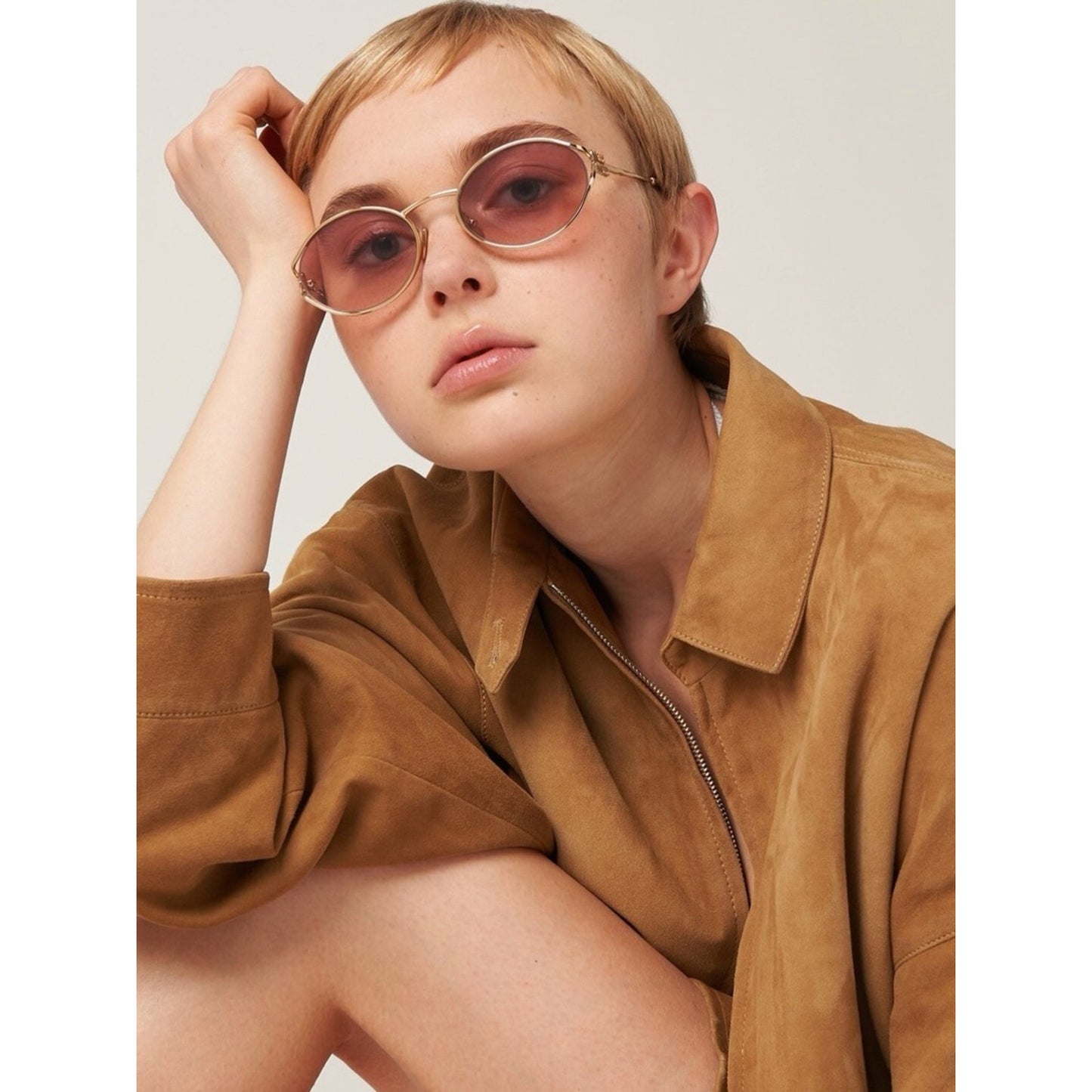 Miu Miu MU52YS 5AK06S Gold Sunglasses New Authentic