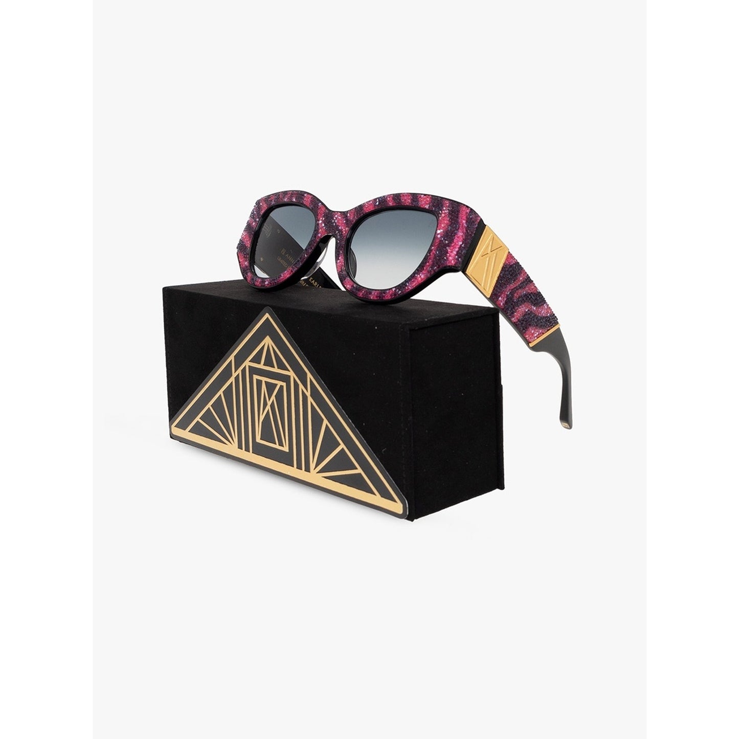 New Anna Karin Karlsson Lucky Goes To Vegas Cerise Zebra Sunglasses Authentic