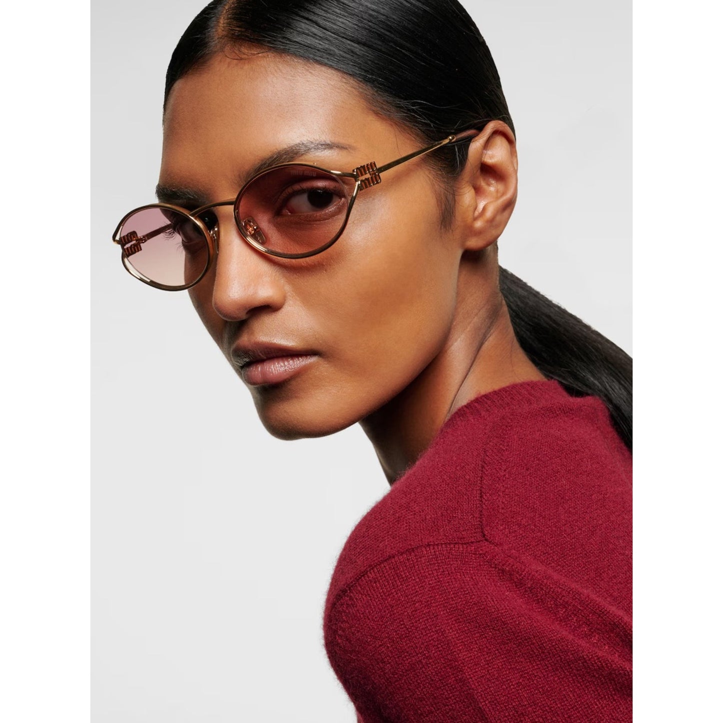 Miu Miu MU52YS 5AK06S Gold Sunglasses New Authentic