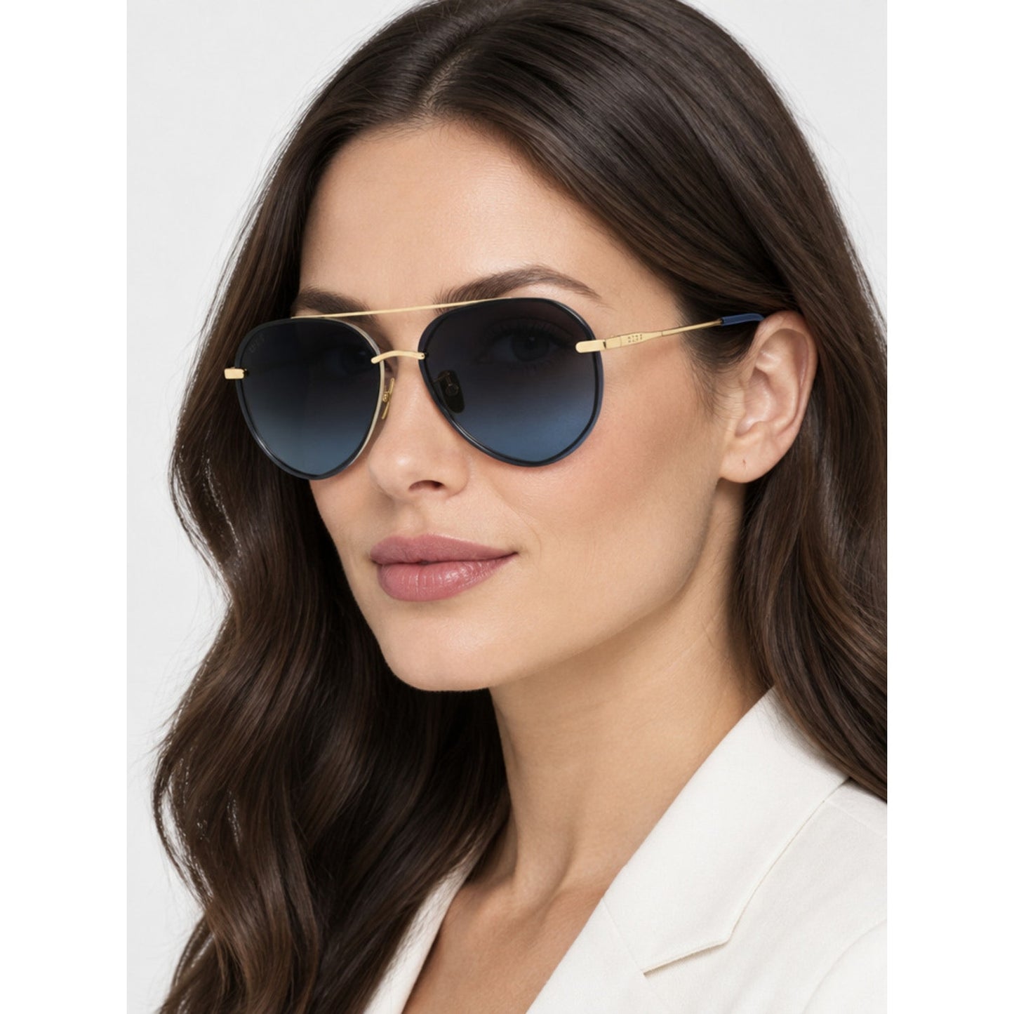 NEW DIFF Eyewear LENOX GD-BL122P Gold Sunglasses Authentic