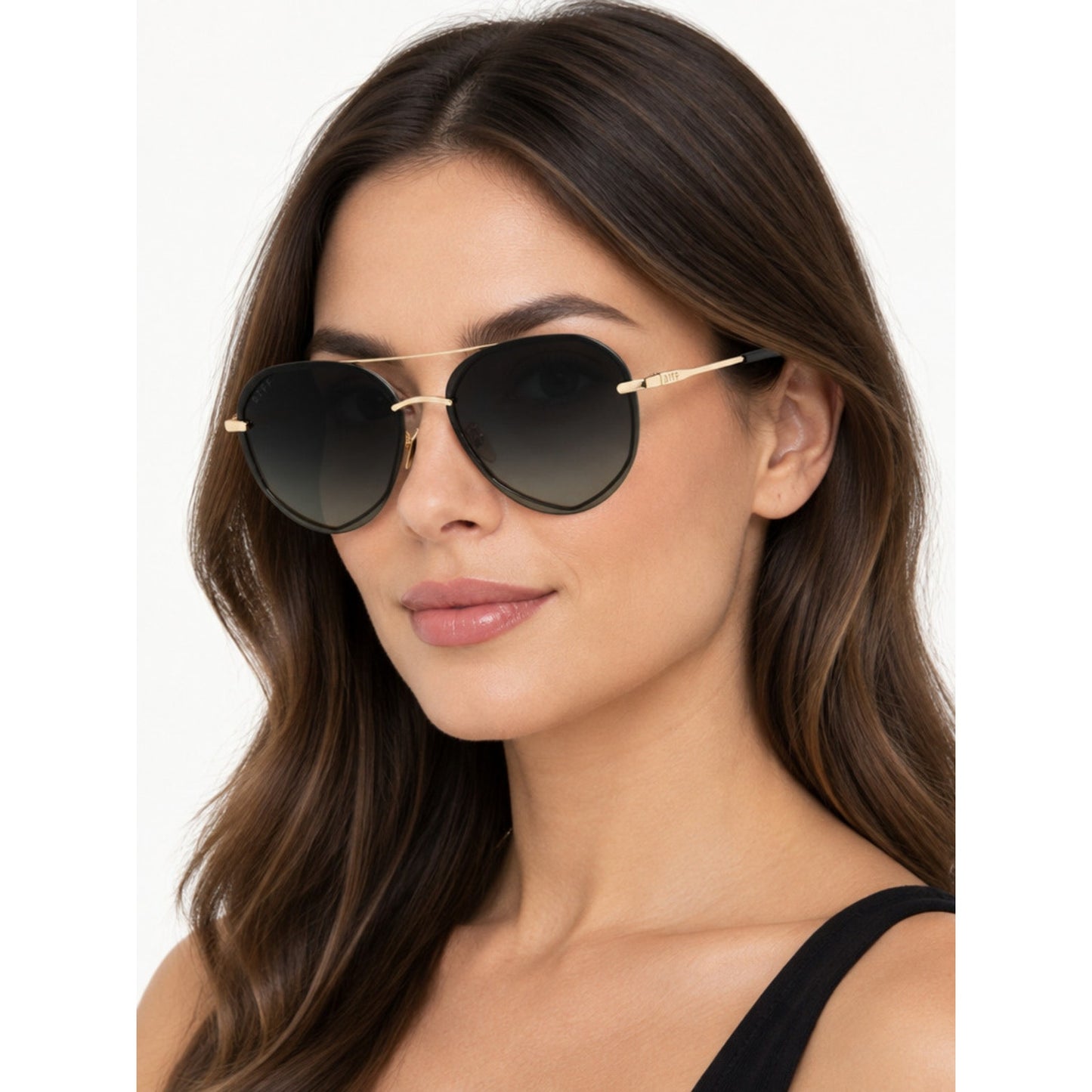 NEW DIFF Eyewear LENOX GD-GG122P Gold Black Sunglasses Authentic