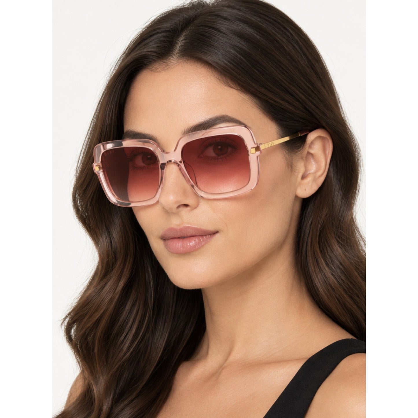 NEW DIFF Eyewear SANDRA DE01-0370-LP Light Pink Crystal Sunglasses Authentic