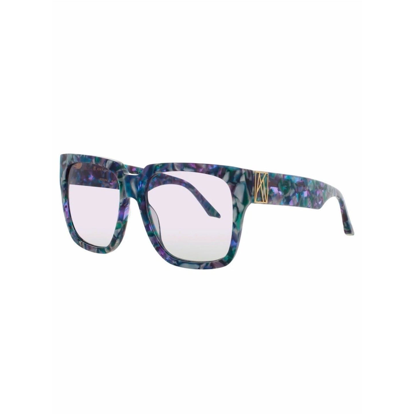 New Anna Karin Karlsson Coco Stories Winter Square Sunglasses Blue-Purple Marble