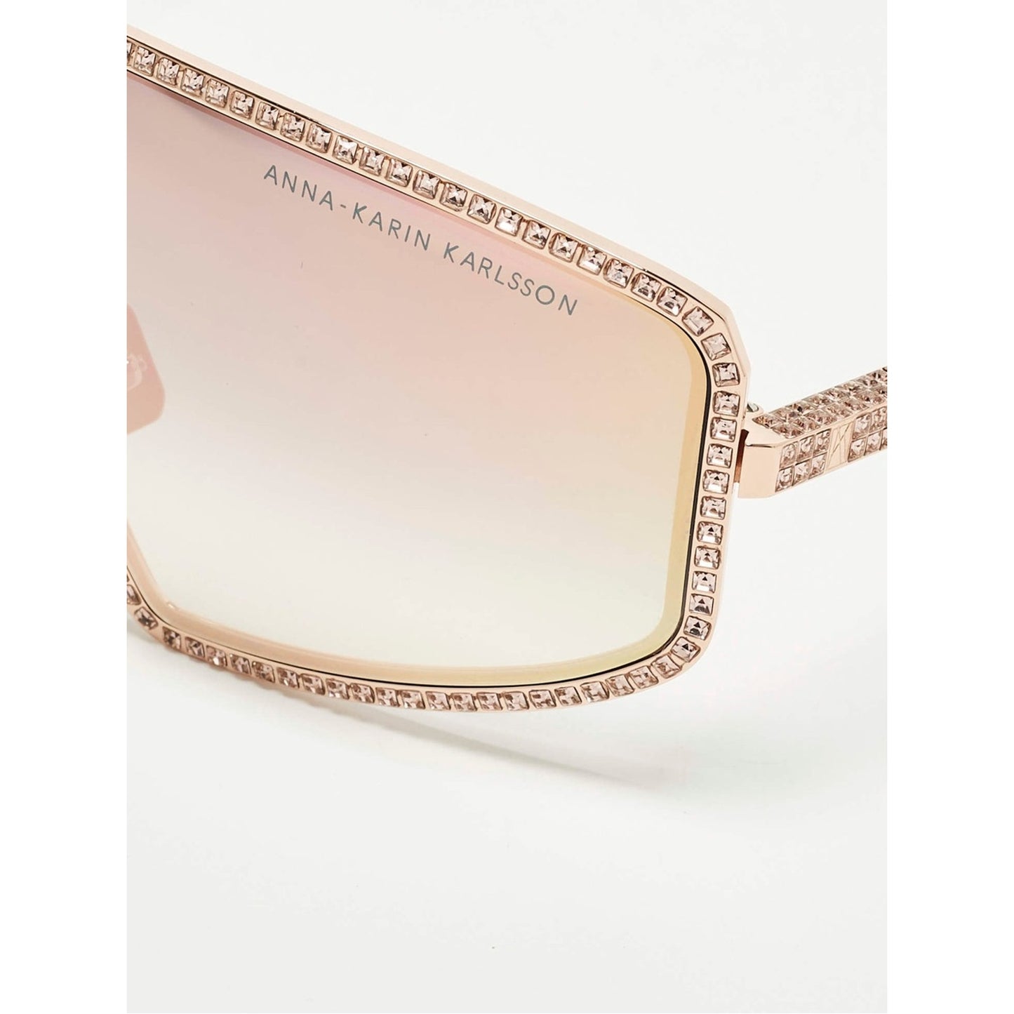New Anna Karin Karlsson Shady Luv 2.0 Rose Crystal Shield Sunglasses Authentic