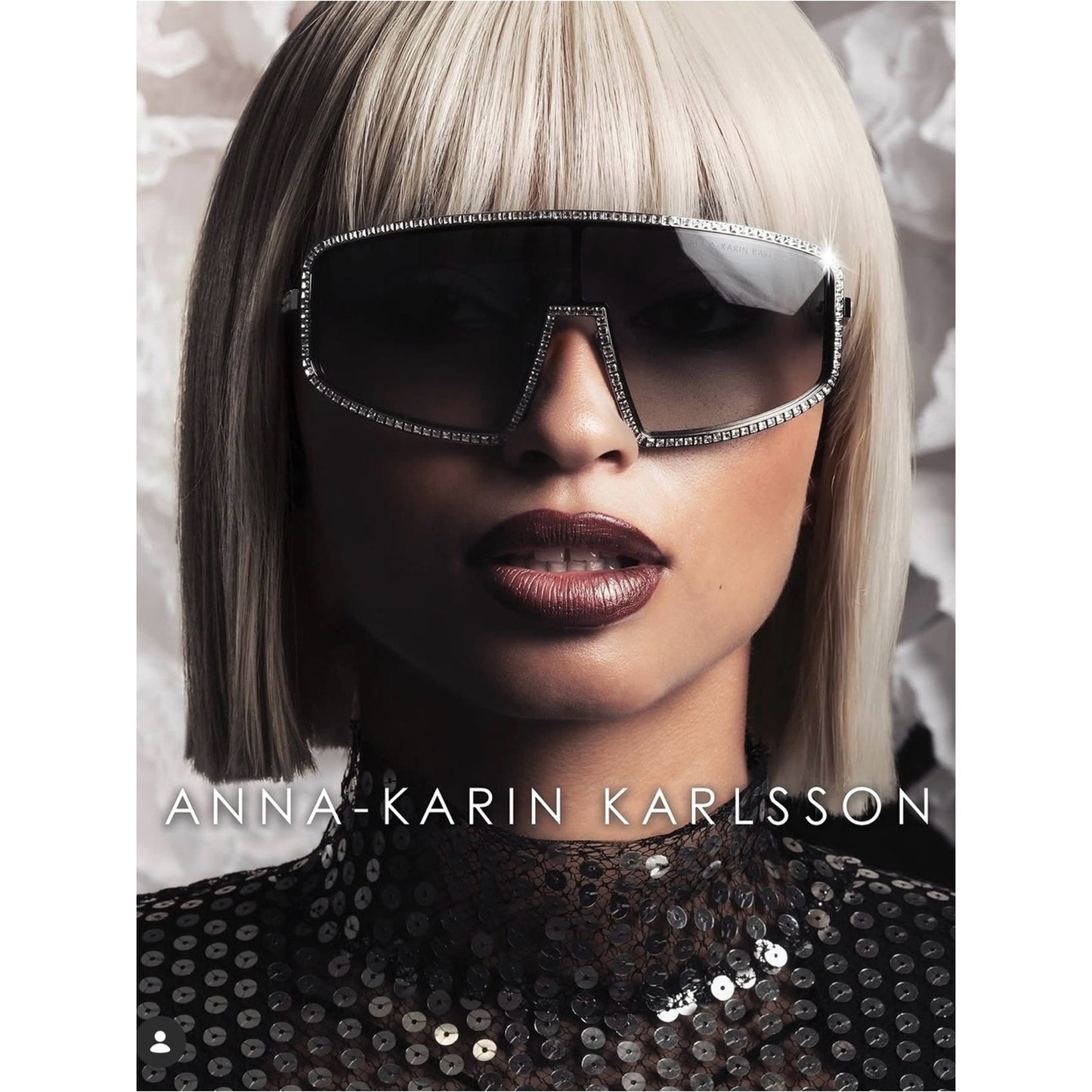 New Anna Karin Karlsson Shady Luv 2.0 White Gold Shield Sunglasses Authentic