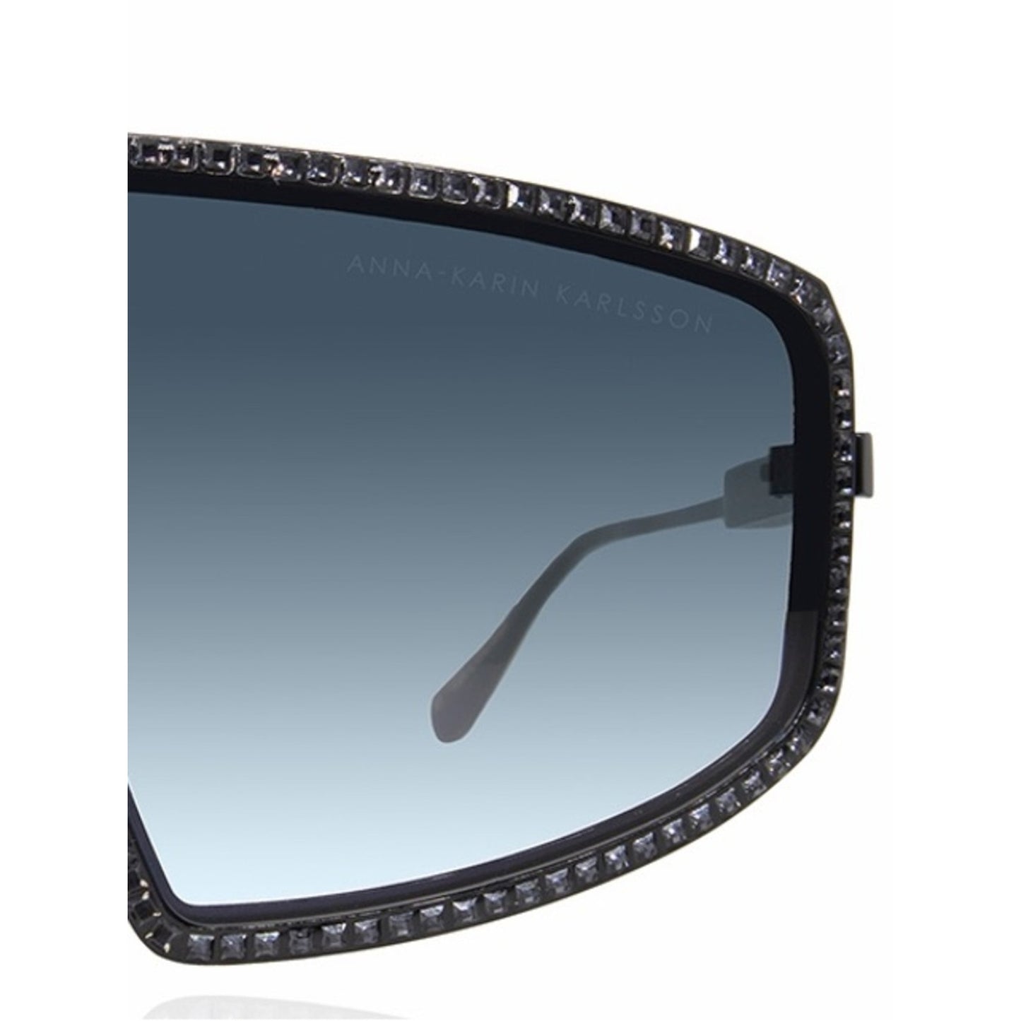 New Anna Karin Karlsson Shady Luv 2.0 Black Shield Swarovski Sunglasses