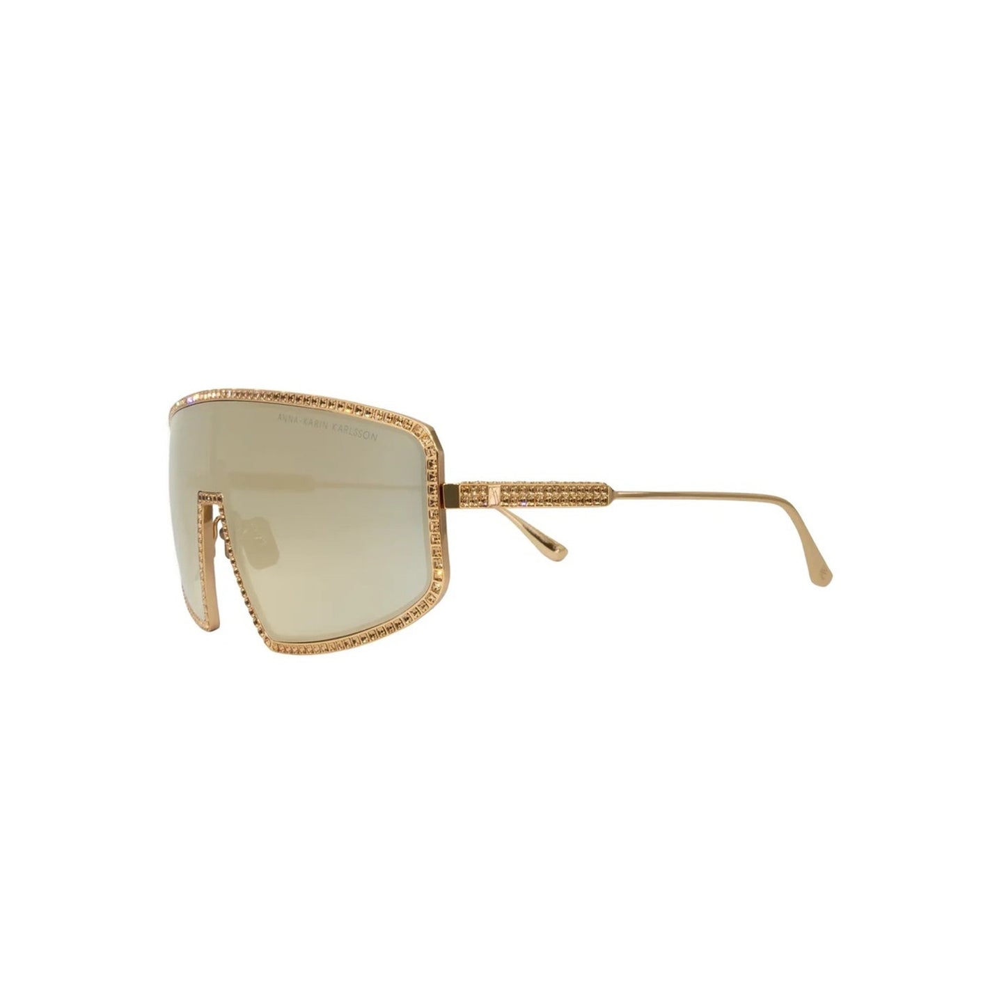 New Anna Karin Karlsson Shady Luv 2.0 Gold Blush Mirror Shield Mask Sunglasses