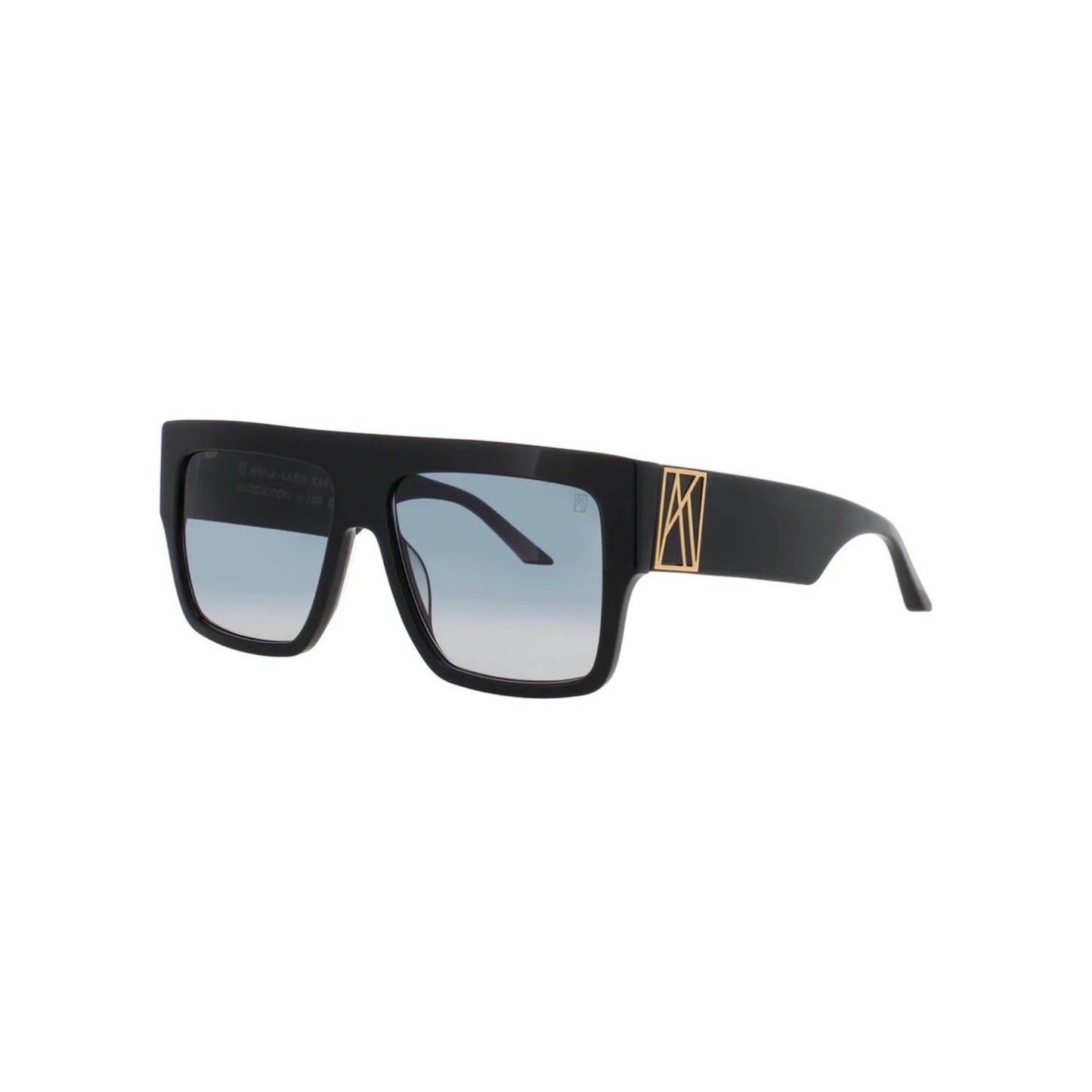 New Anna Karin Karlsson Mr 3Am Stories Black Gold Flat Top Unisex Sunglasses