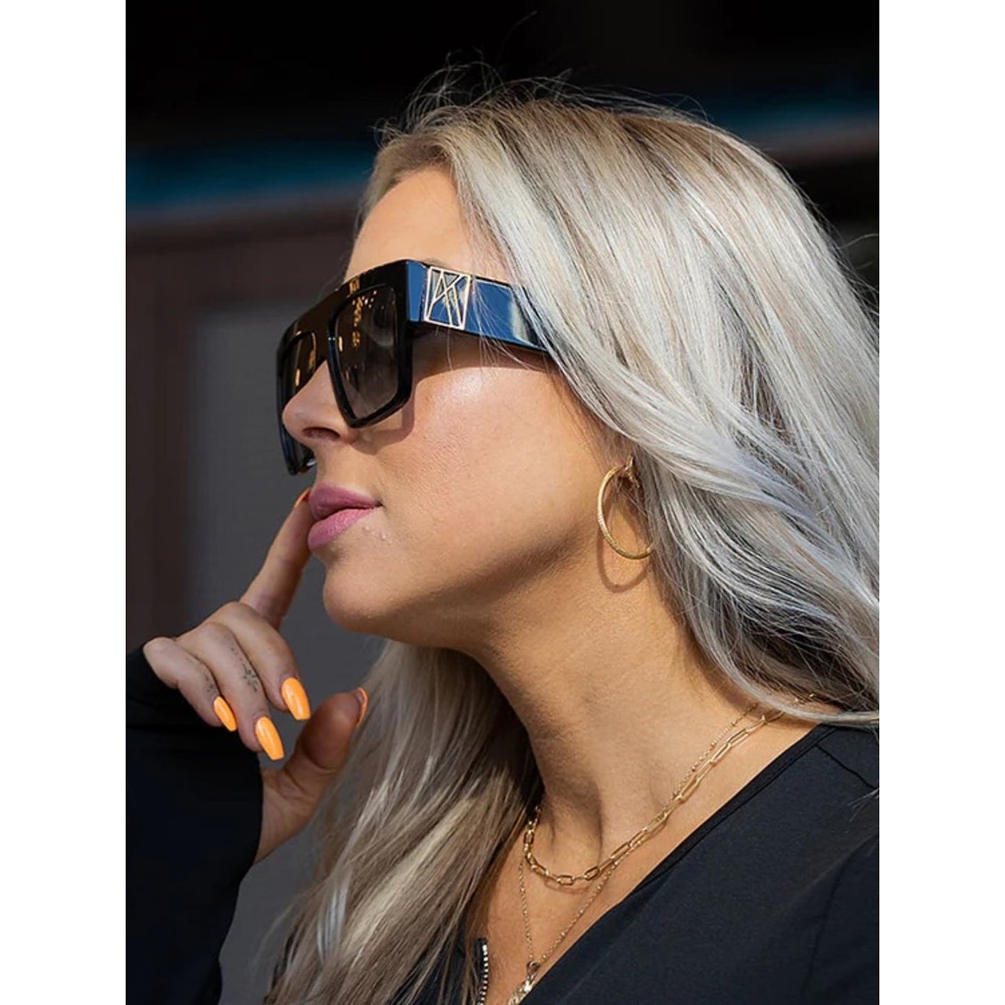 New Anna Karin Karlsson Mr 3Am Stories Black Gold Flat Top Unisex Sunglasses