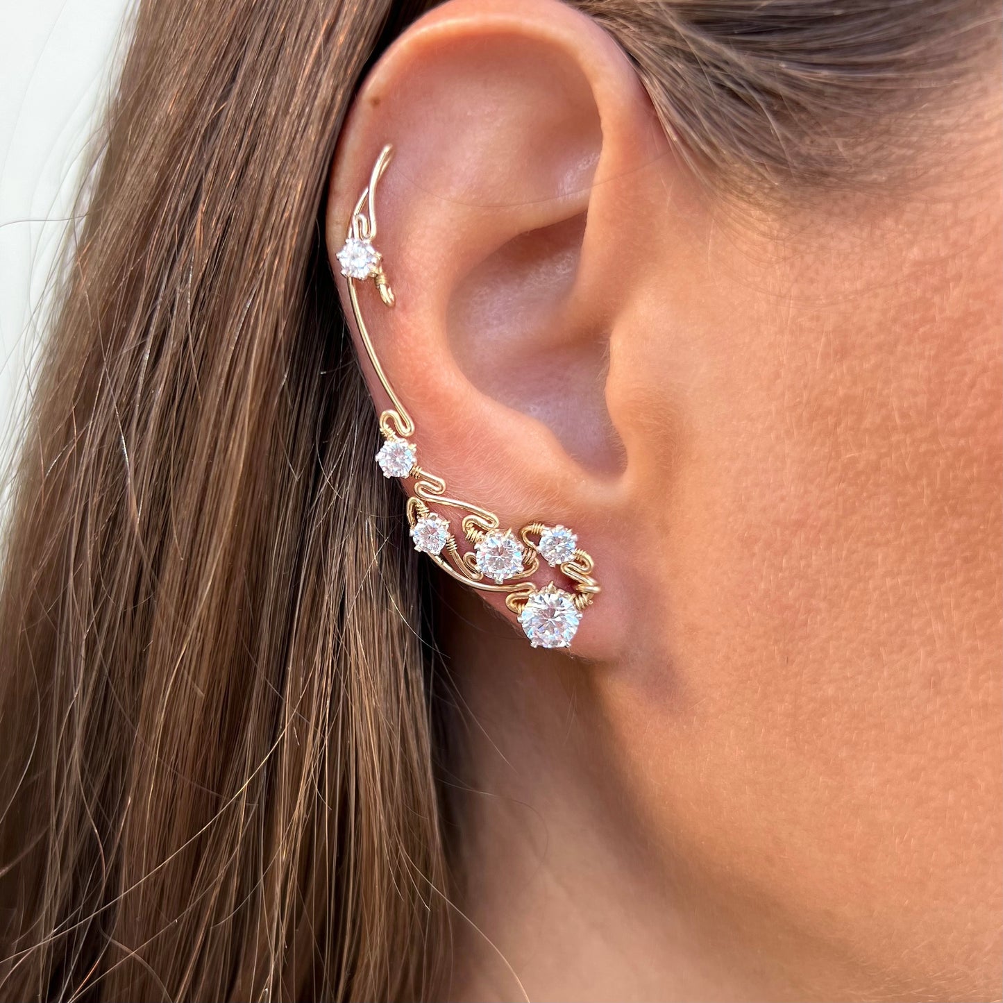 LUNA ear climbers with CZ diamonds - Sterling Silver 925