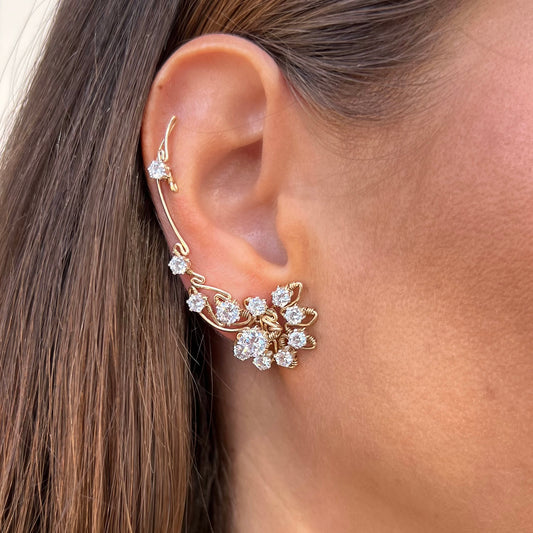 LUNA ear climbers with CZ diamonds - 14K Gold