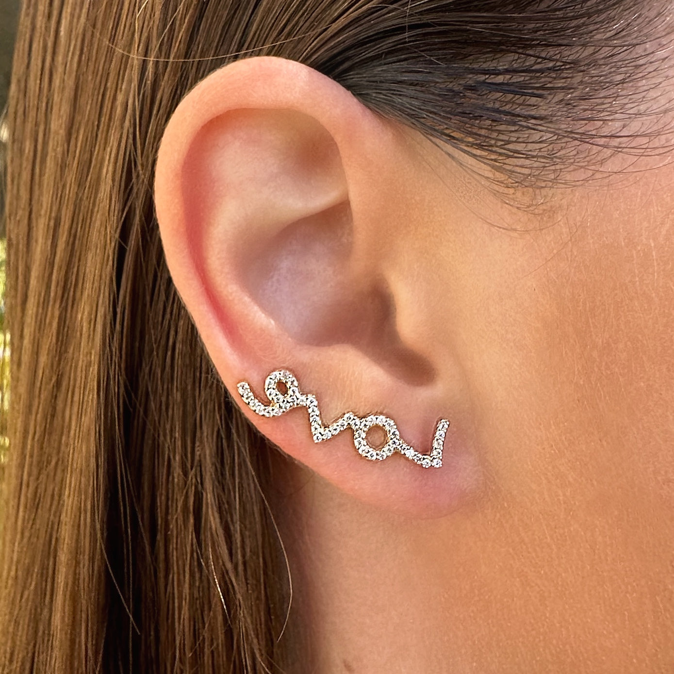 LOVE ear climbers   with CZ diamonds - 14K Gold