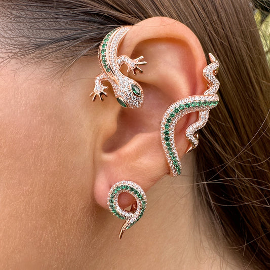 Single Statement Gecko Ear Jacket - 14k Rose Gold