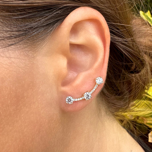 Angel ear climbers with CZ diamonds - 14K Gold