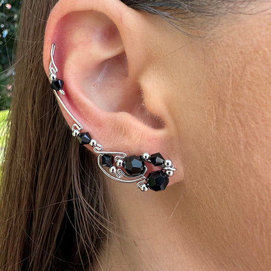 Luna ear climbers with Swarovski crystals - Sterling Silver 925