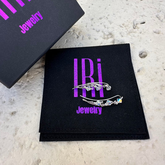 Wing ear climbers with Swarovski crystals - Sterling Silver 925