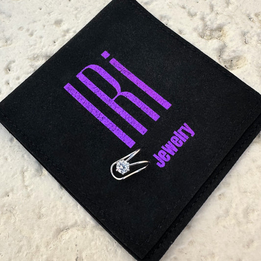 NON PIERCED SINGLE EAR CUFF WITH SMALL SIMULATED DIAMOND - WHITE SILVER