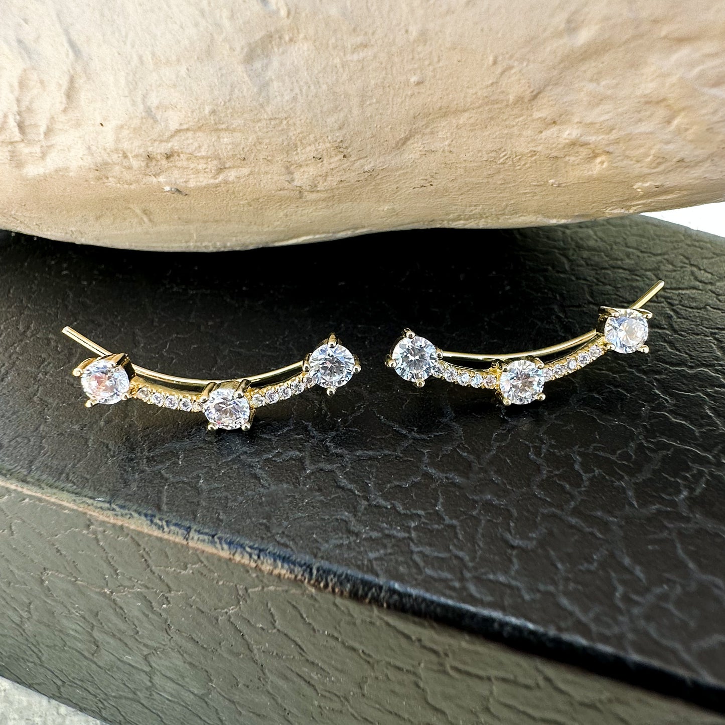 Angel ear  climbers with CZ diamonds - 14K Gold