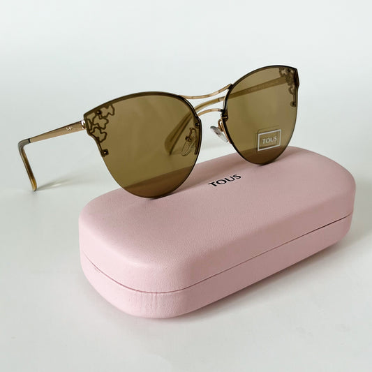 TOUS Women Sunglasses STO 369 Gold Oval Metal Frame