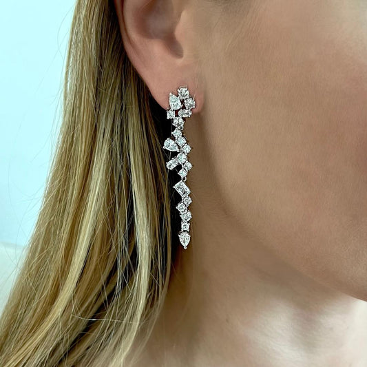 Chandelier drop earrings CZ diamonds - Sterling Silver 925