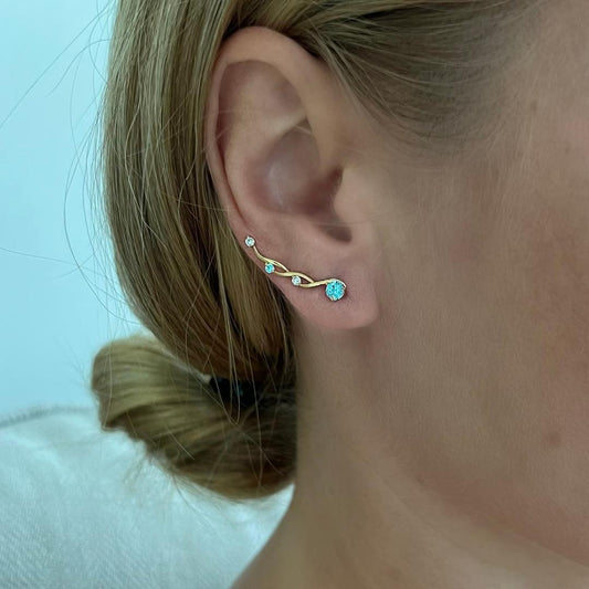 GOLD INFINITY EAR CLIMBERS WITH SIMULATED DIAMONDS - WHITE SILVER