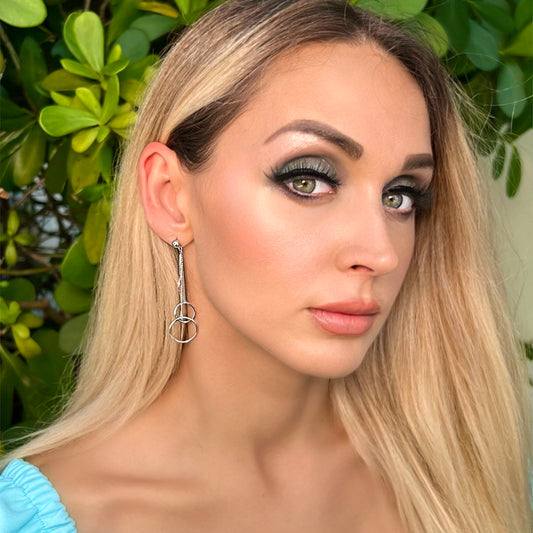 Circle drop earrings - Sterling Silver 925