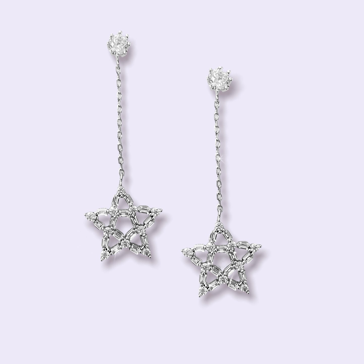 STAR DROP EARRINGS  - SILVER