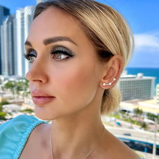 Angel ear climbers with CZ diamonds - 14K Gold