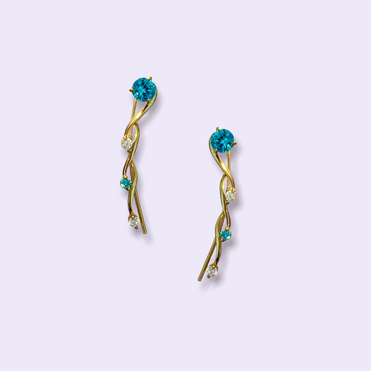 GOLD INFINITY EAR CLIMBERS WITH SIMULATED DIAMONDS - WHITE SILVER