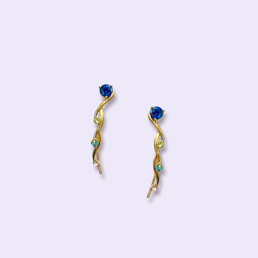 GOLD INFINITY EAR CLIMBERS WITH SIMULATED DIAMONDS - WHITE SILVER