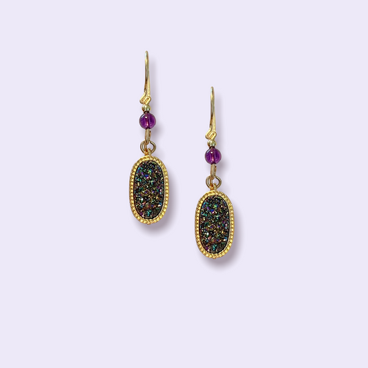 Druzy classic hook earrings - Black Druzy