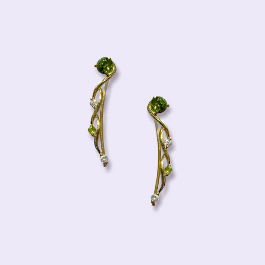 GOLD INFINITY EAR CLIMBERS WITH SIMULATED DIAMONDS - WHITE SILVER