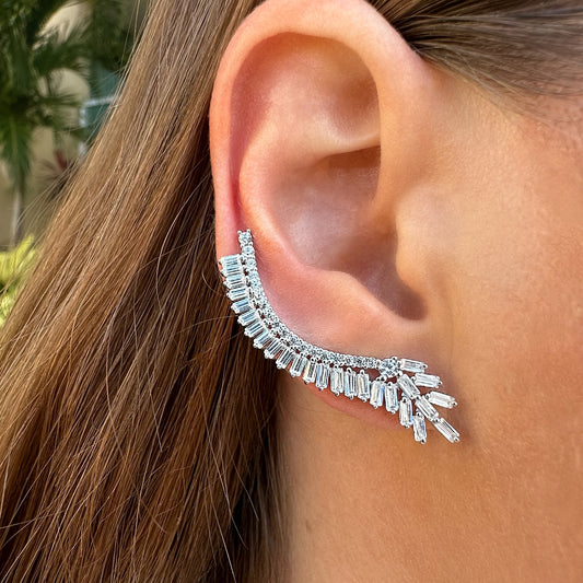 Baguette pave ear climbers - Sterling Silver 925