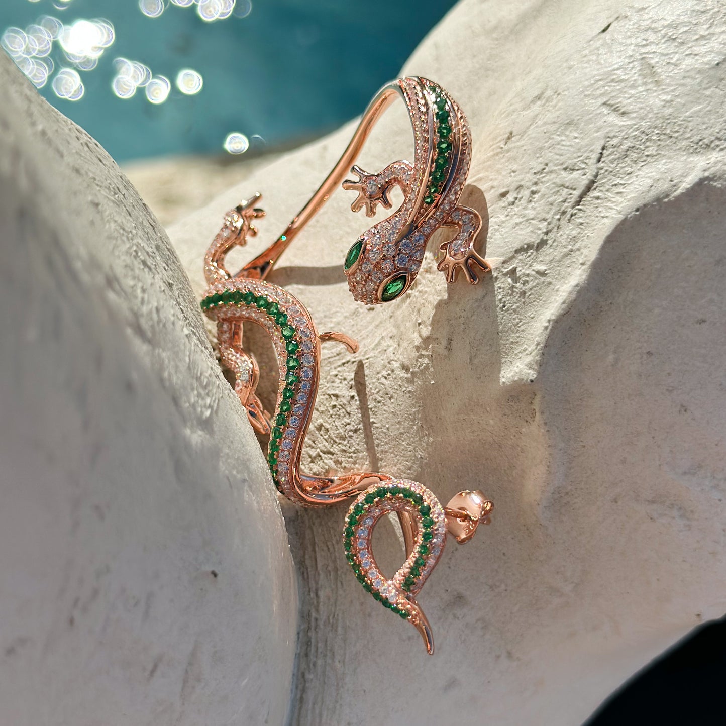 Single Statement Gecko Ear Jacket - 14k Rose Gold