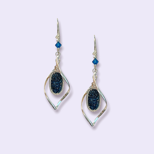 PENDIENTES GANCHO TWIST - DRUZY AZUL