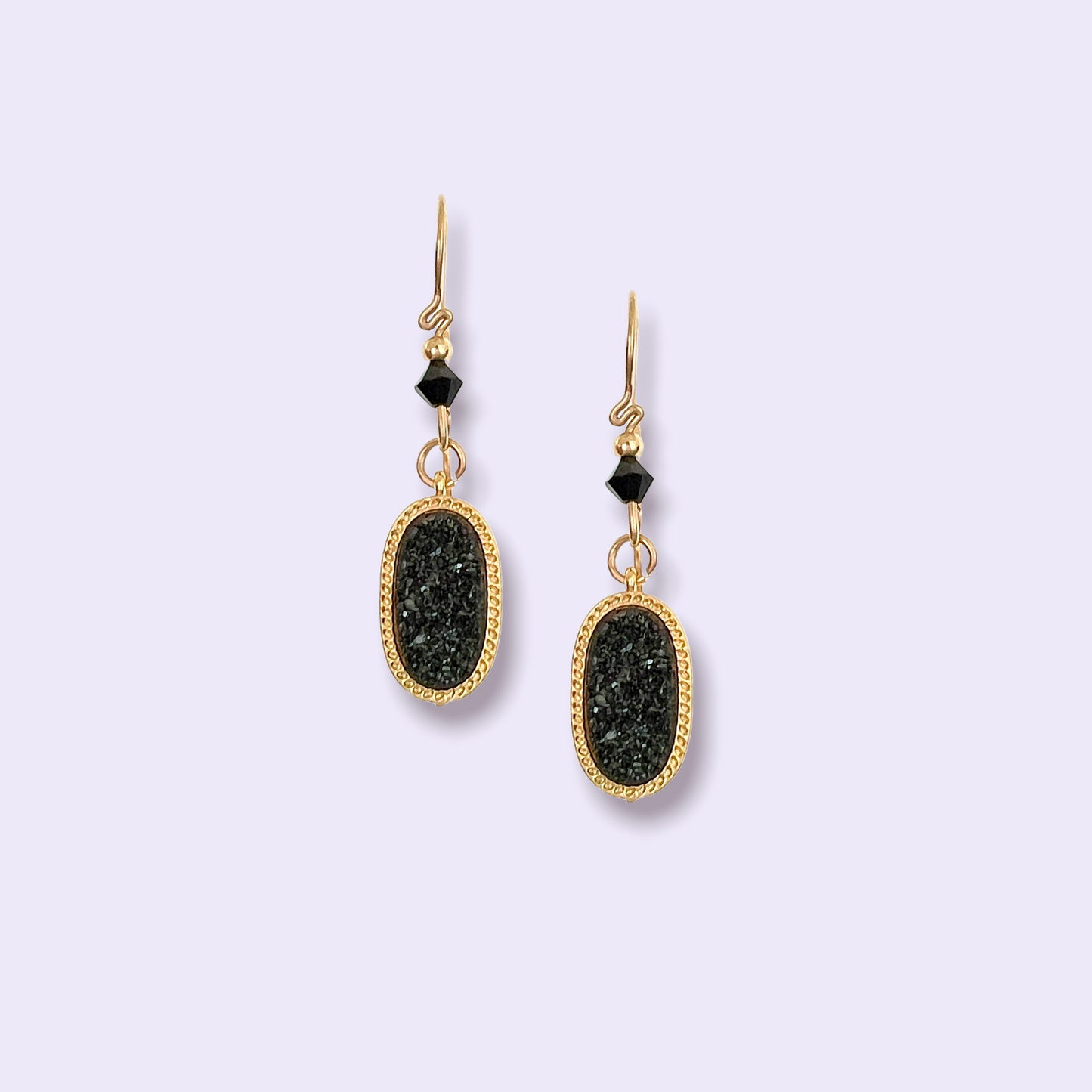 Druzy  classic hook earrings - Black Druzy