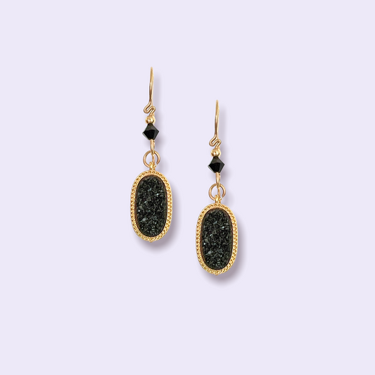 Druzy classic hook earrings - Black Druzy