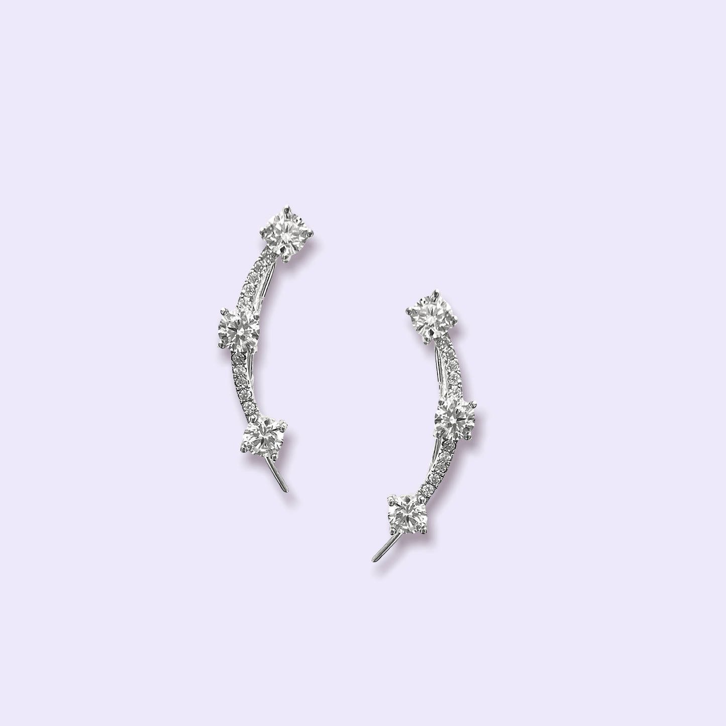 Angel ear climbers with CZ diamonds - Sterling Silver 925