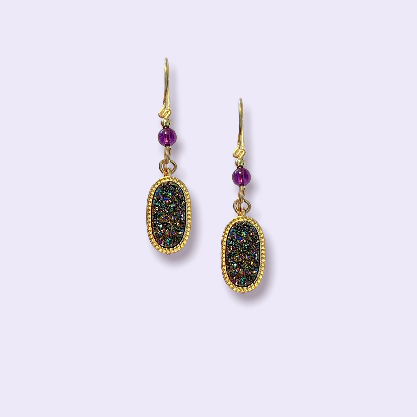 Pendientes de gancho clásicos Druzy - Druzy negro